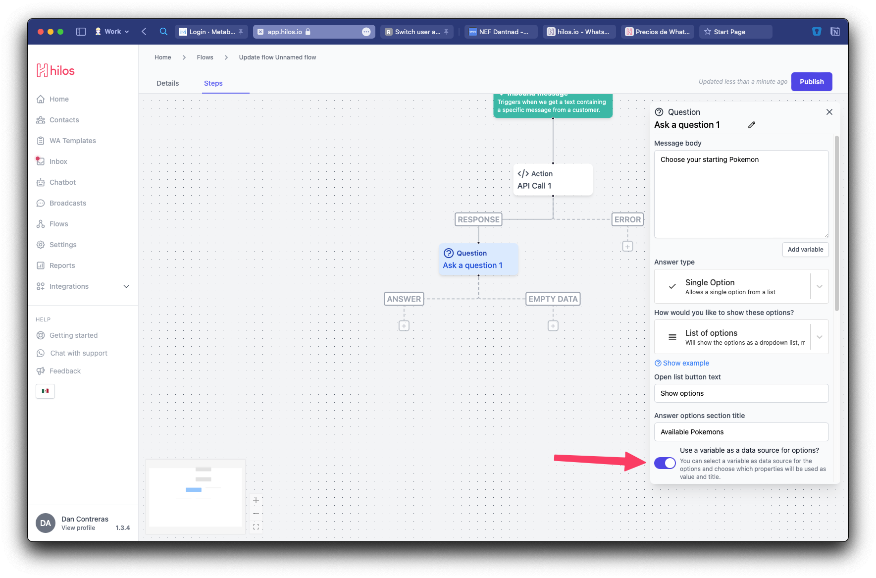 Dynamic options toggle