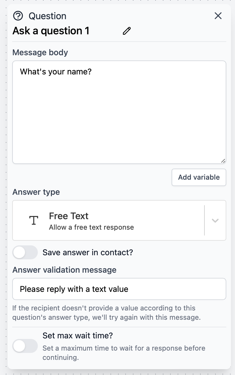 Free text question