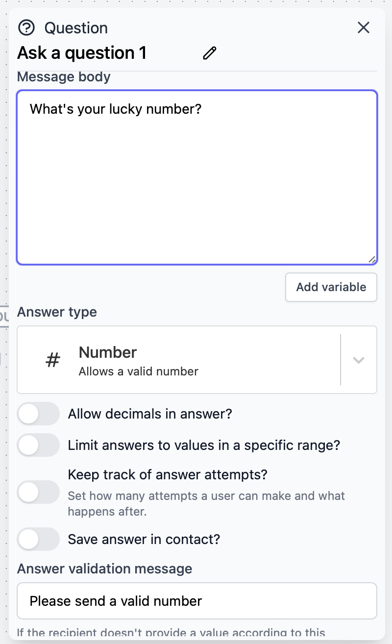Single option question with numbers public view