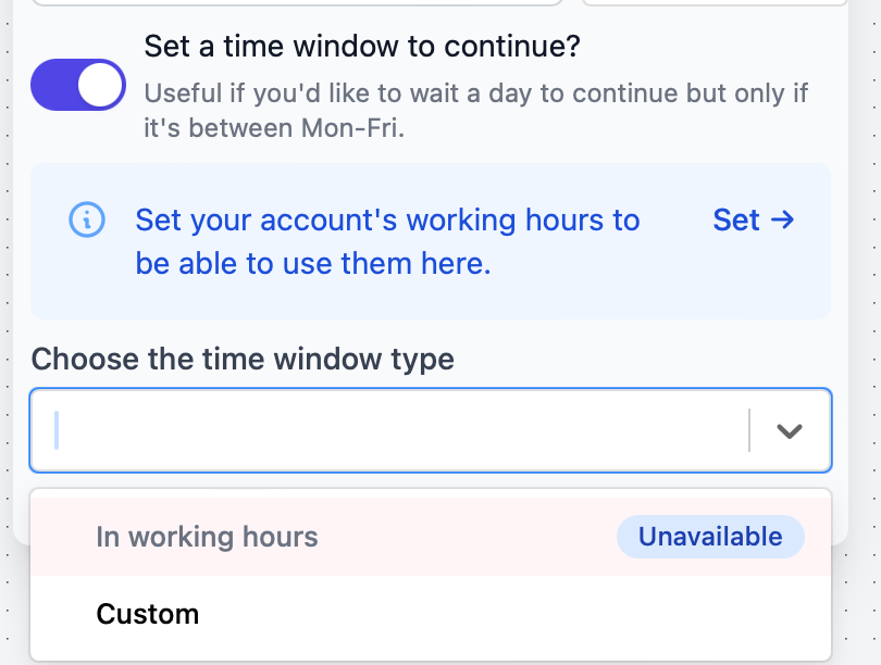 Time window option