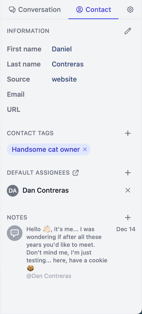 Contact tab