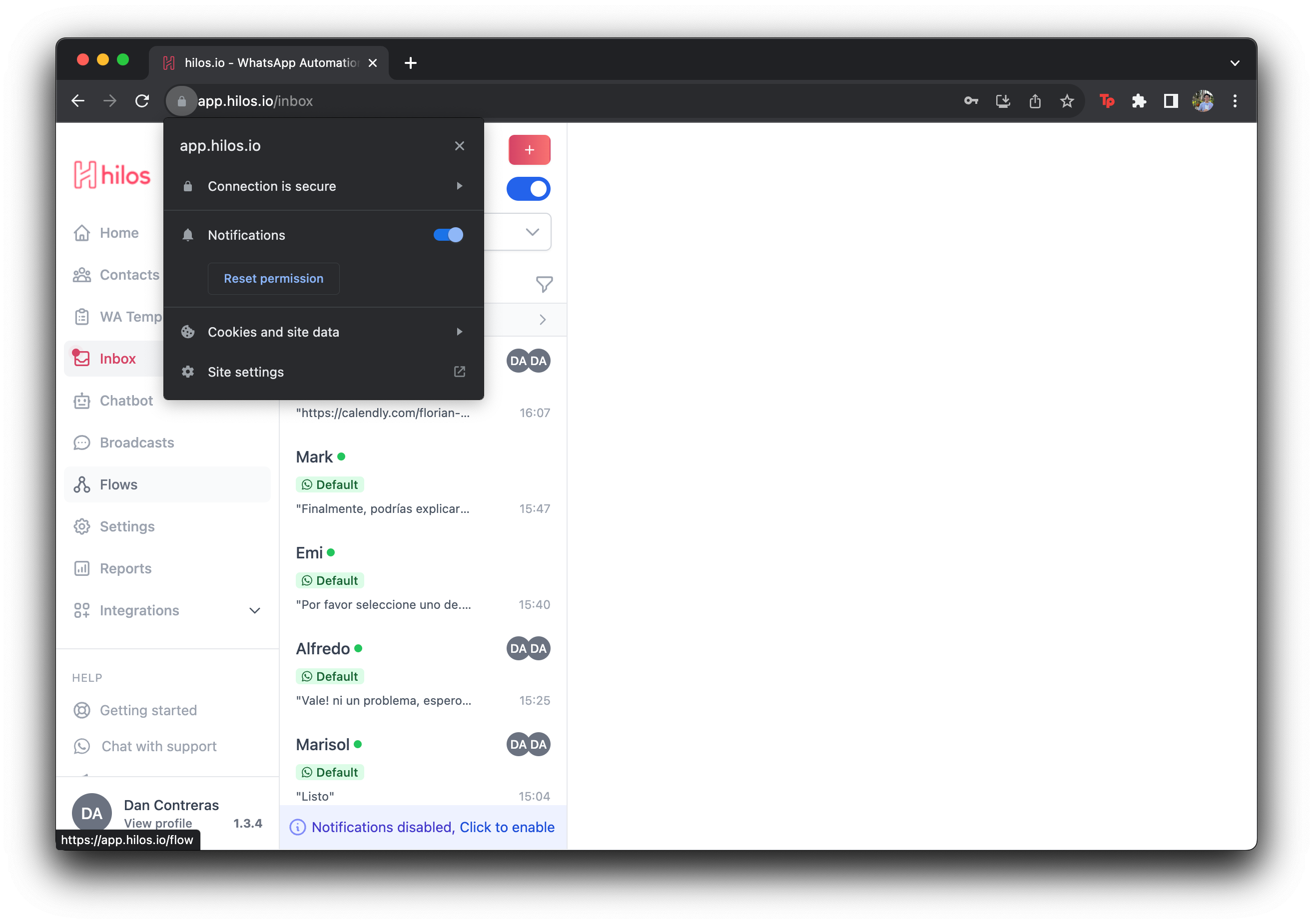 Toggle chrome notifications