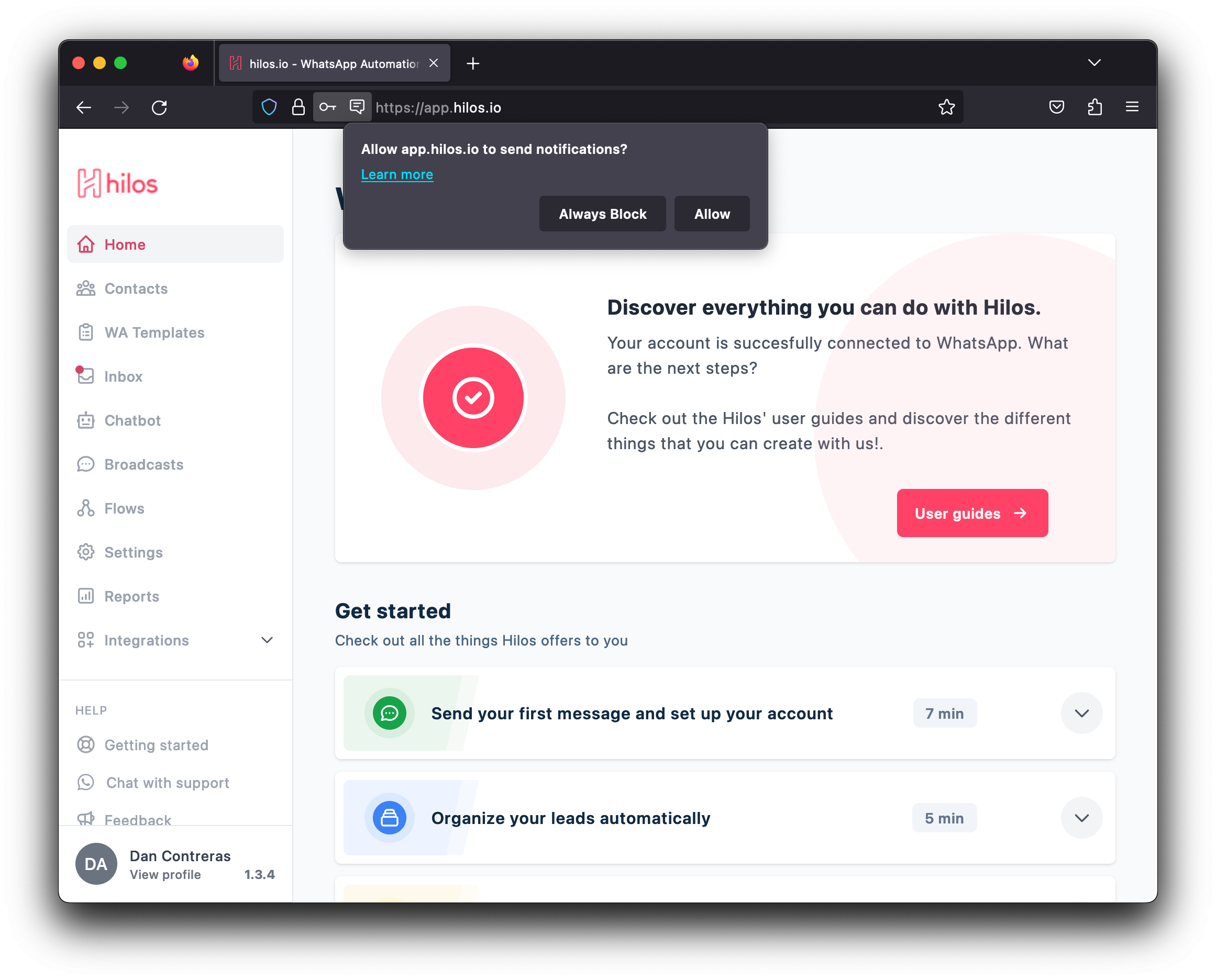 Allow notifications on firefox