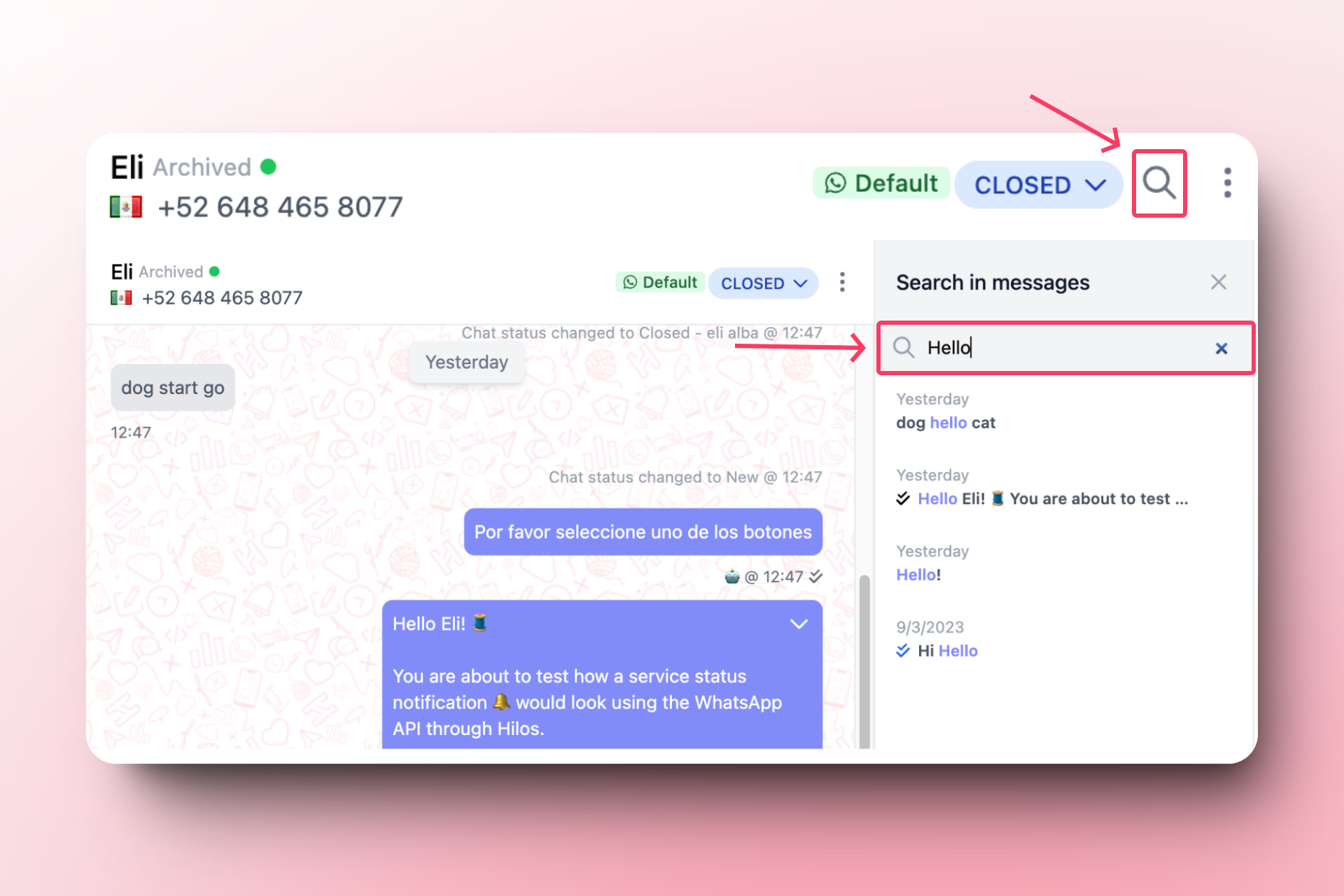 How to search within a conversation