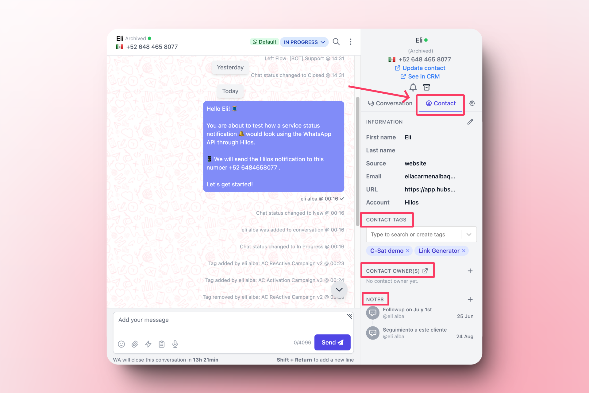Where to view contact information