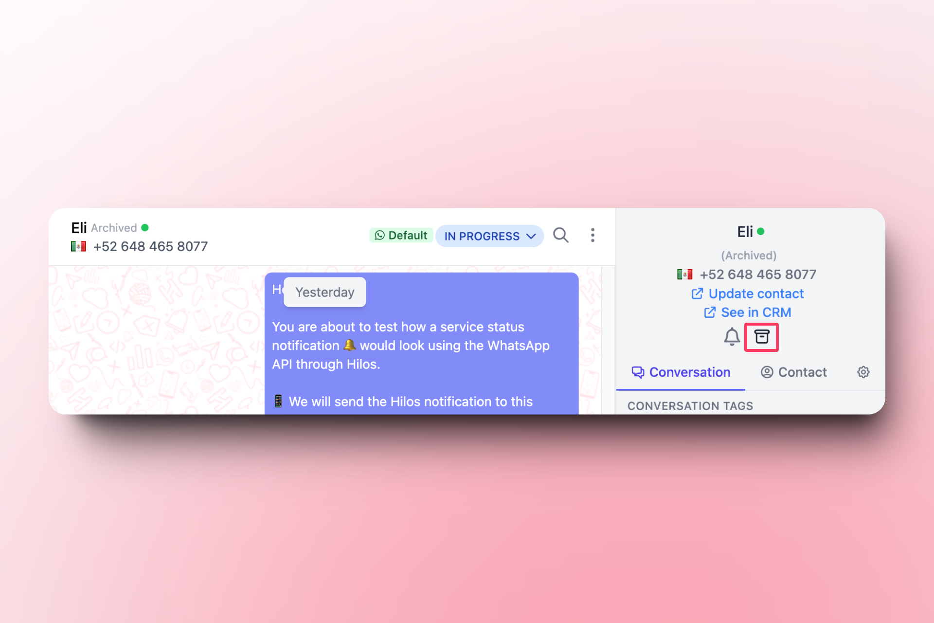 How to archive a conversation in Hilos