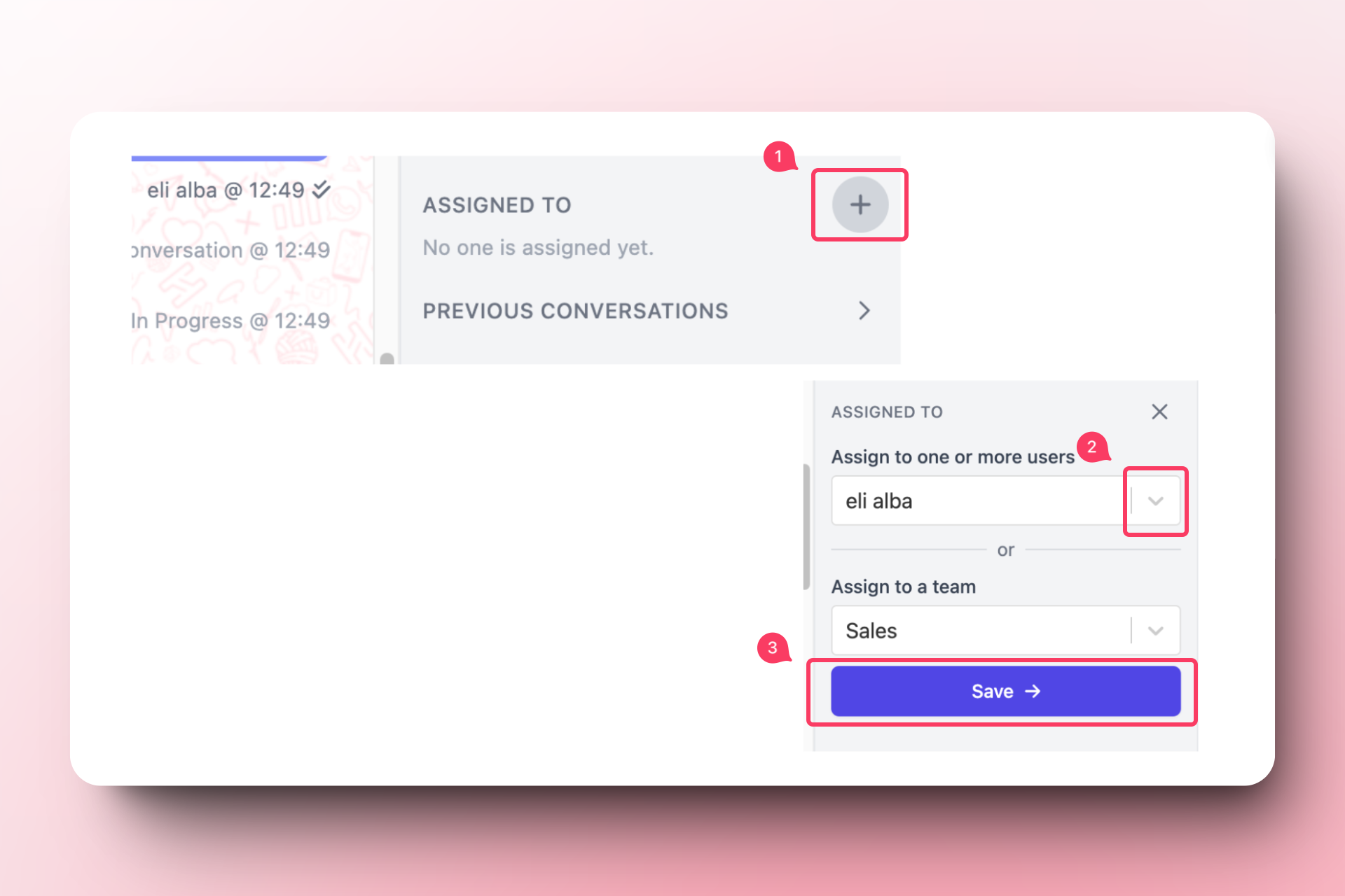 Assign conversations in Hilos