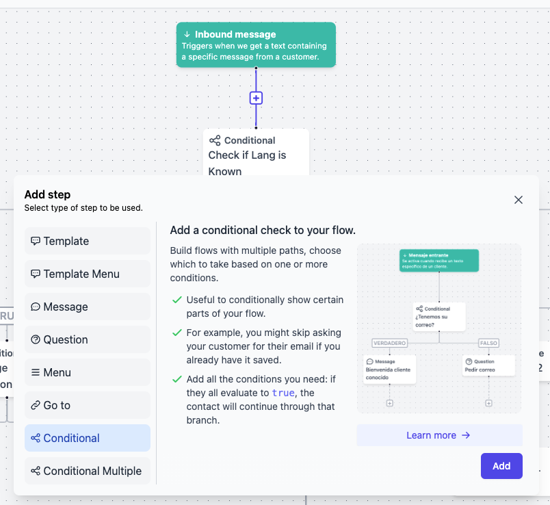 Adding a conditional step