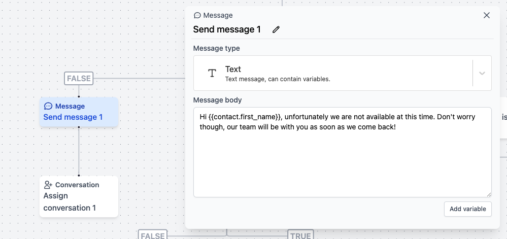 Assigning the conversation to the inbox