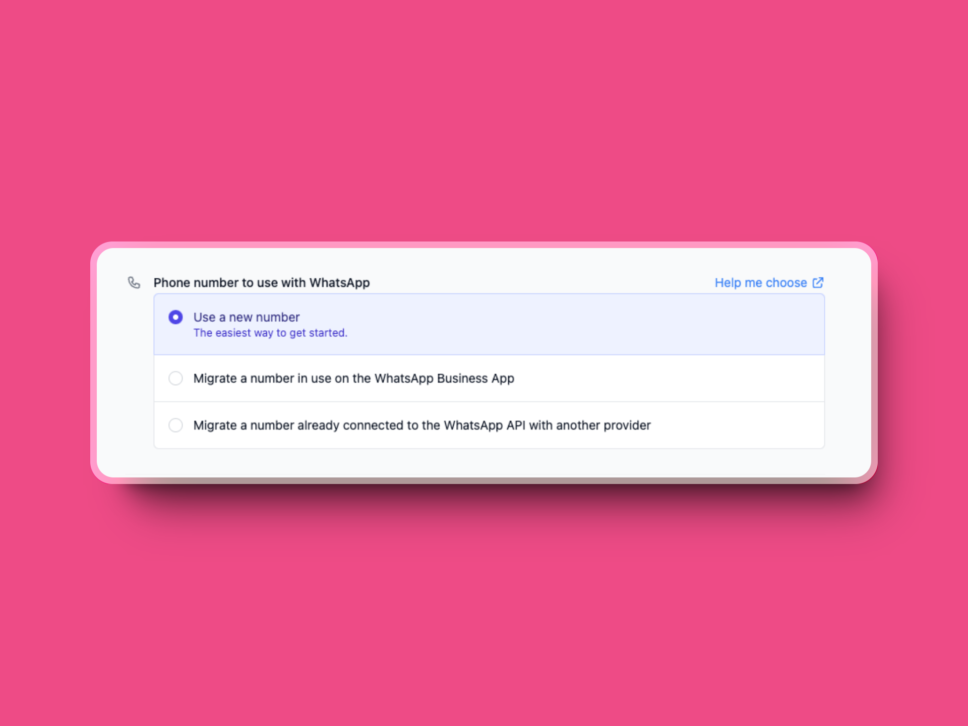 Select the phone number origin
