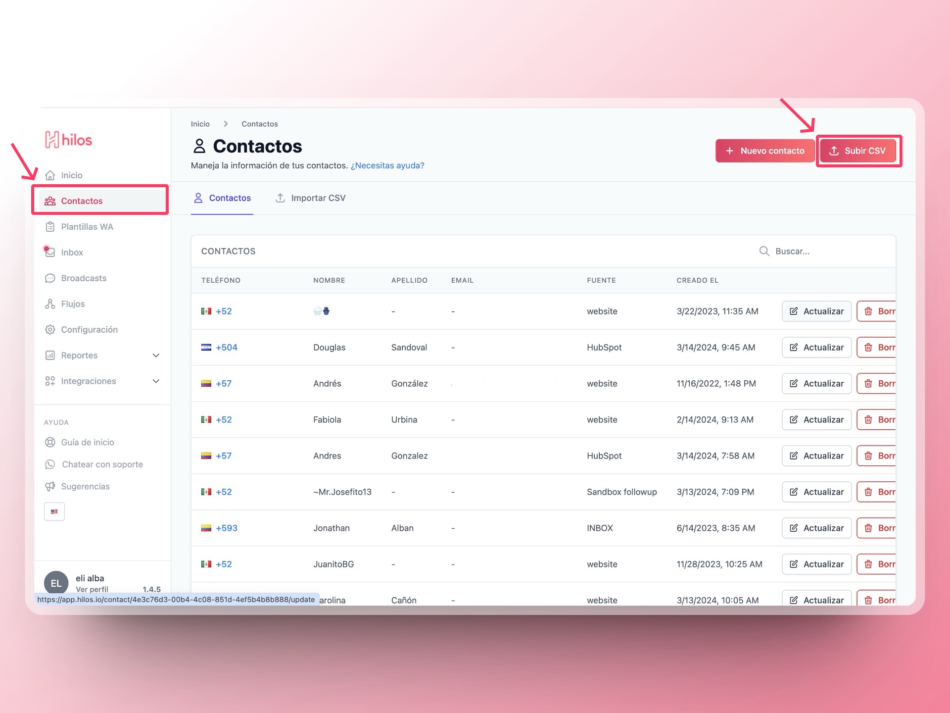 How to upload contacts via CSV