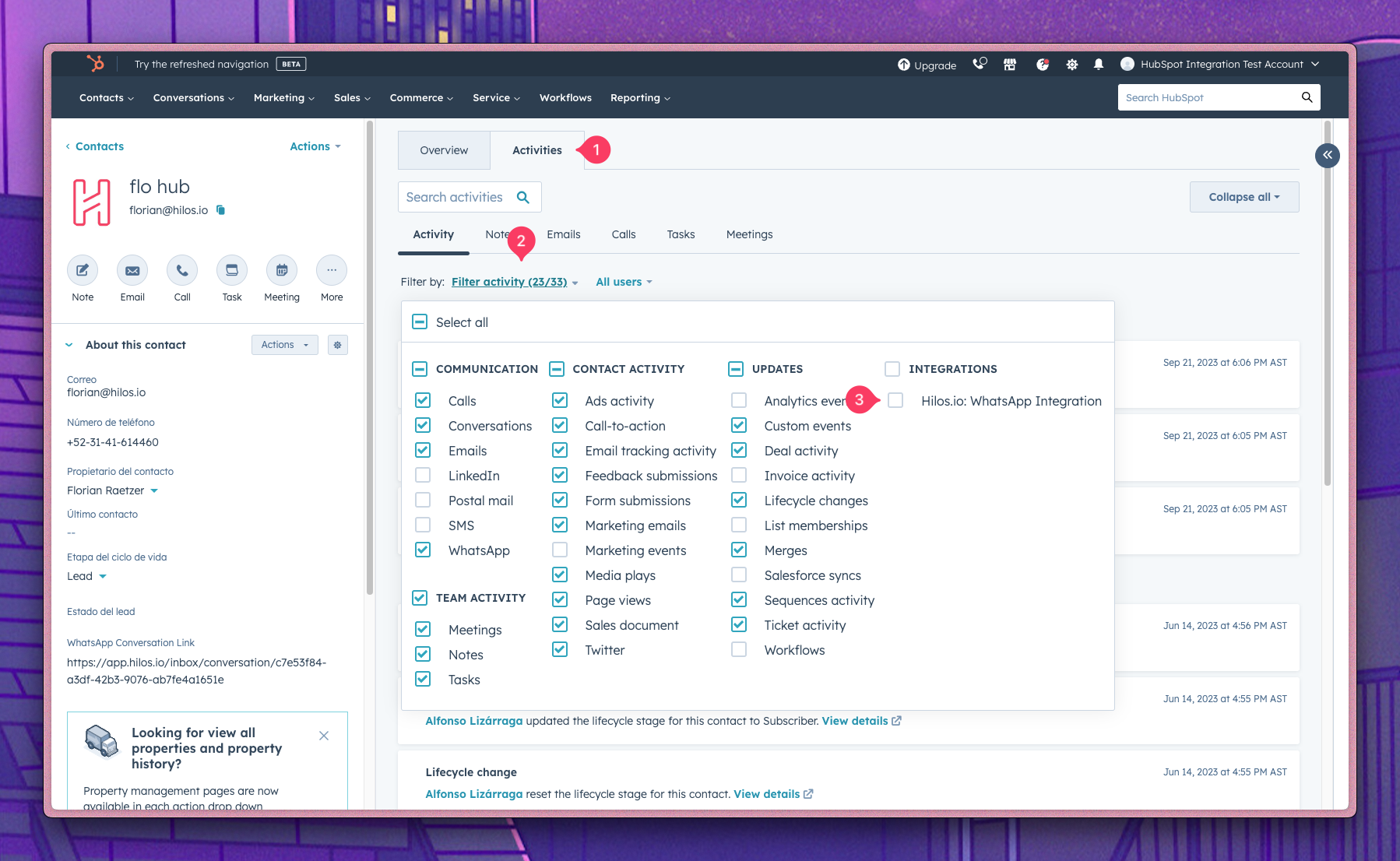 Activate Hilos on
Contact
activity