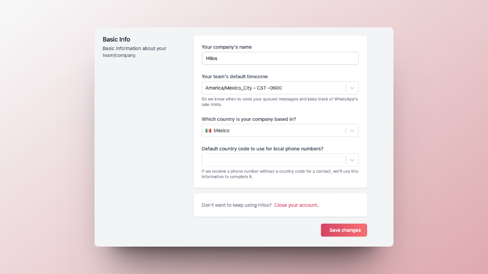 Basic account settings