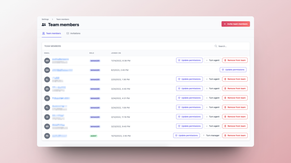 Inviting users to your account